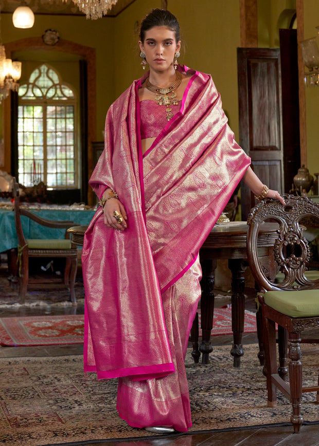 Paradise Pink Dual Tone Kanjivaram Silk Saree