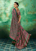Green And Pink Printed Satin Silk Saree