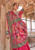 Hot Pink Printed Silk Saree