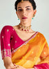 Yellow Red Ombre Banarasi Tissue Saree