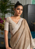 Olive Beige Woven Linen Silk Saree