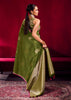 Heena Green Woven Banarasi Satin Linen Silk Saree