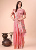 Pastel Pink Woven Linen Cotton Silk Saree