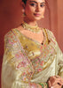 Mellow Green Designer Embroidered Saree