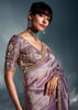 Lavender Purple Designer Silk Saree