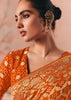 Saffron Orange Woven Georgette Bandhej Saree