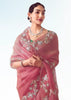Blush Pink Embroidered Designer Tissue Saree