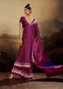 Dahlia Purple Printed Satin Silk Saree