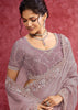 Dusty Mauve Embroidered Designer Saree