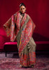 Grey Green Woven Cotton Kashmiri Jamewar Saree