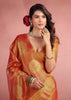 Sunset Orange Woven Tissue Silk Saree