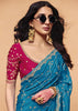 Heritage Blue Embroidered Designer Tissue Saree