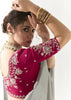 Silver Grey Designer Organza Tissue Silk Saree