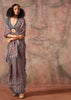 Metalic Grey Printed Crepe Satin Silk Saree