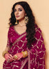 Sangria Red Embroidered Designer Tissue Saree