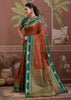 Rust Brown Woven Tussar Silk Saree