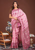 Blush Pink Woven Cotton Linen Silk Saree