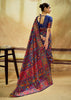 Navy Blue Woven Cotton Kashmiri Jamewar Saree