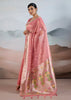 Salmon Peach Woven Banarasi Tissue Silk Saree