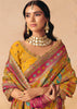 Dusky Yellow Designer Embroidered Saree