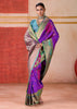 Purple Dual Tone Bronze Zari Woven Banarasi Silk Saree