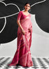 Flamingo Pink Woven Linen Cotton Silk Saree