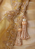 Golden Beige Designer Satin Silk Saree With Embroidered Blouse