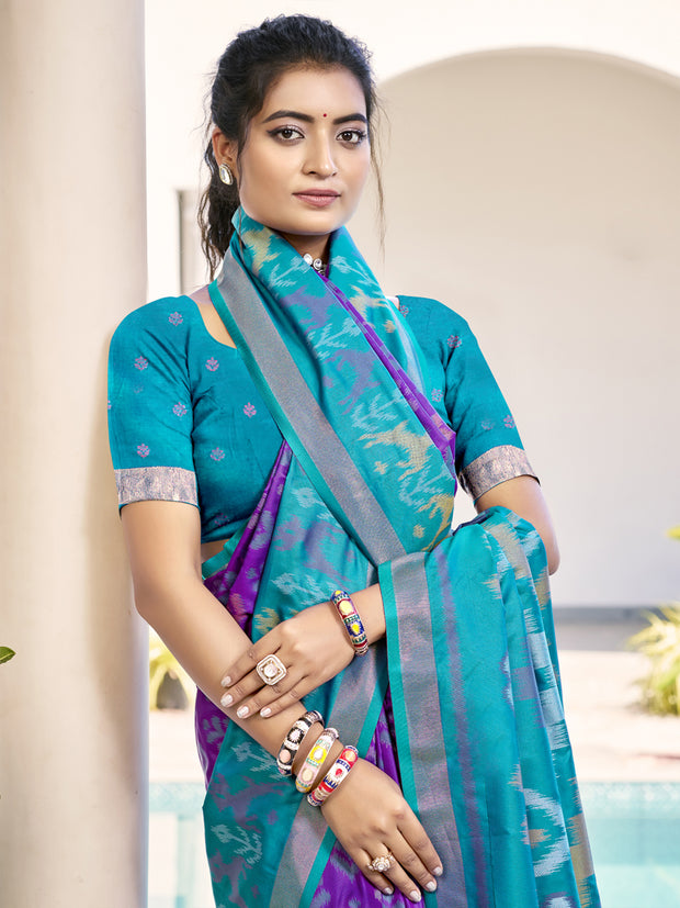 Phlox Purple Woven Patola Silk Saree