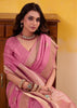 Lilac Pink Woven Tusser Silk Saree