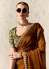 Copper Brown Designer Organza Tissue Silk Saree With Printed Blouse