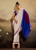 Off white Printed Satin Silk Saree