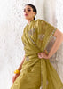 Golden Green Designer Organza Silk Saree With Printed Blouse