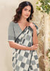 Off White Woven Linen Silk Saree