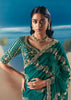 Emerald Green Satin Organza Embroidered Saree