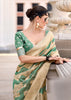 Aqua Green Woven Cotton Linen Silk Saree
