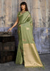 Olive Green Woven Banarasi Satin Silk Saree