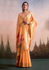 Orange Peach Woven Linen Cotton Silk Saree