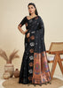 Ebony Black Woven Bronze Zari Paithani Silk Saree