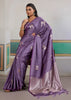 Paisley Purple Woven Satin Silk Saree
