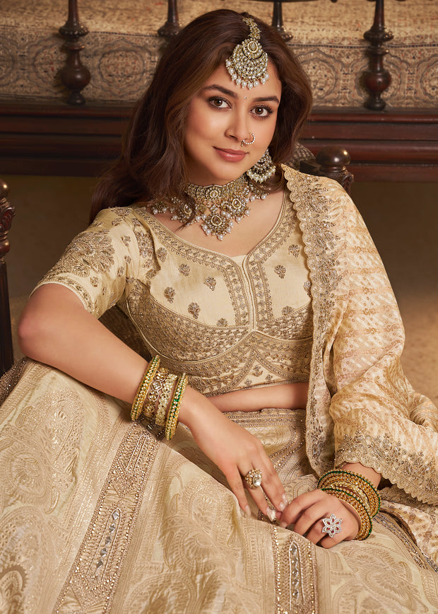 Off White Banarasi Designer Lehenga