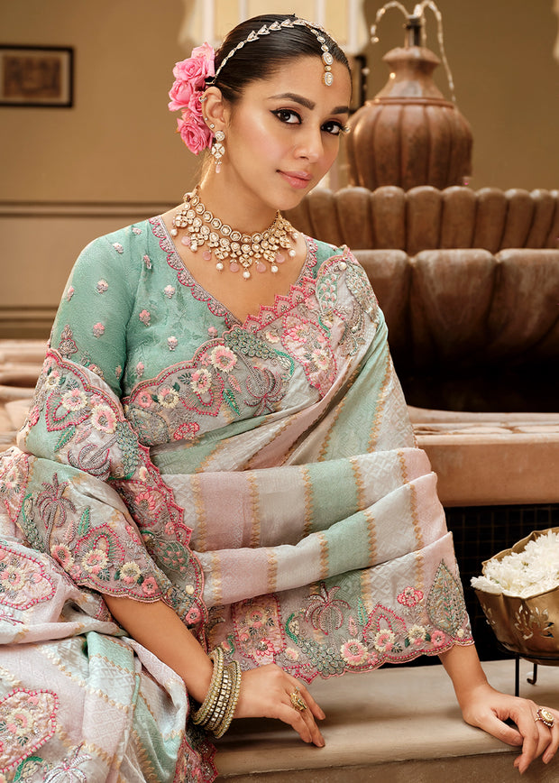 Multicolor Designer Embroidered Silk Saree