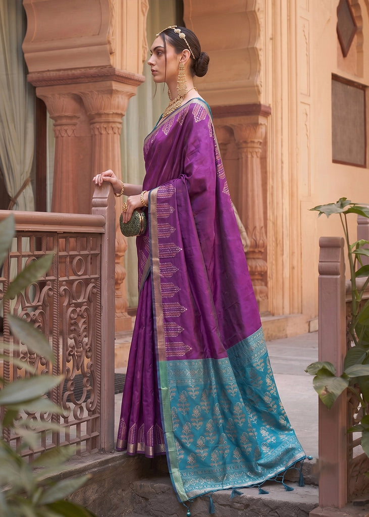 Magic Purple Woven Banarasi Silk Saree