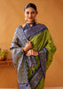 Lime Green Woven Banarasi Cotton Silk Saree