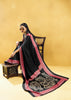 Black Satin Silk Saree with Ajrakh Printed Pallu and Blouse