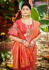 Peach Pink Dual Tone Woven Banarasi Silk Saree