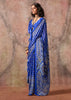 Princess Blue Printed Crepe Satin Silk Saree