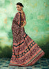 Black And Red Printed Satin Silk Saree