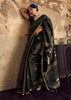 Jet Black Woven silk saree