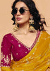 Mimosa Yellow Embroidered Designer Tissue Saree