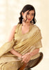 Gold Beige Woven Linen Tissue Silk Saree